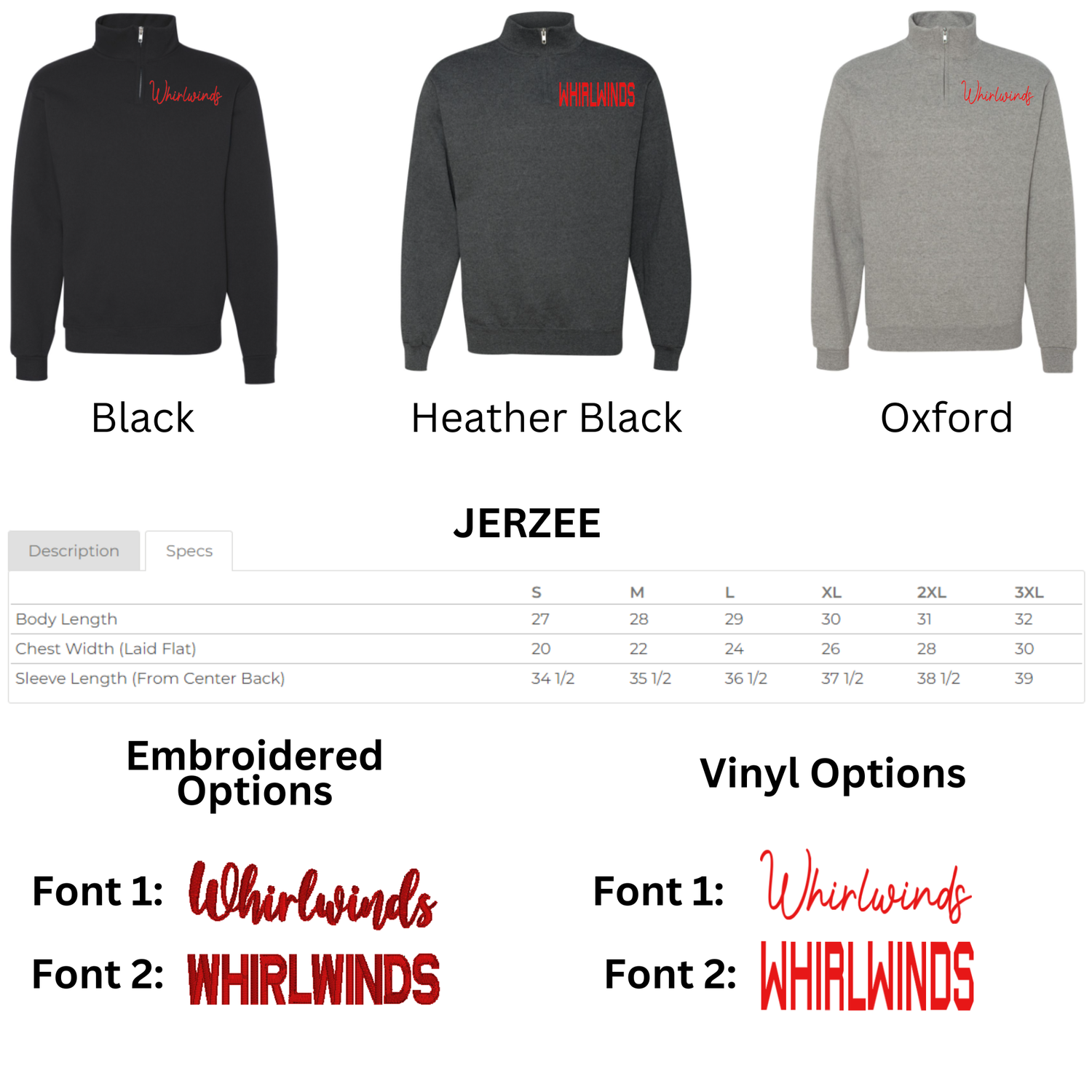 1/4 Zip Sweatshirt- Whirlwinds