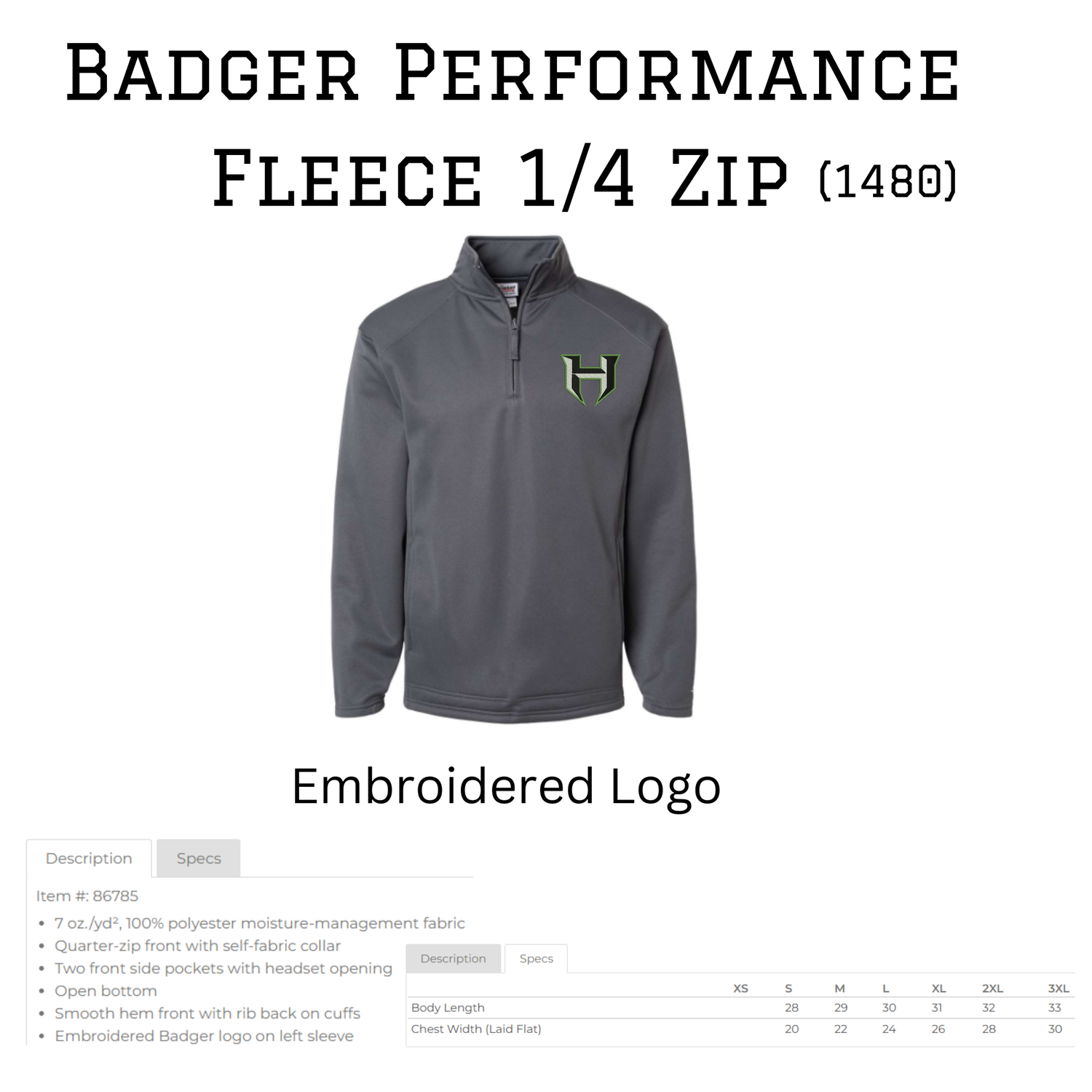 Badger Performance Fleece 1/4 Zip (Embroidered)