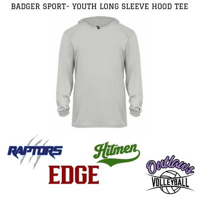 Badger Sport- Youth Large Long Sleeve Hood Tee
