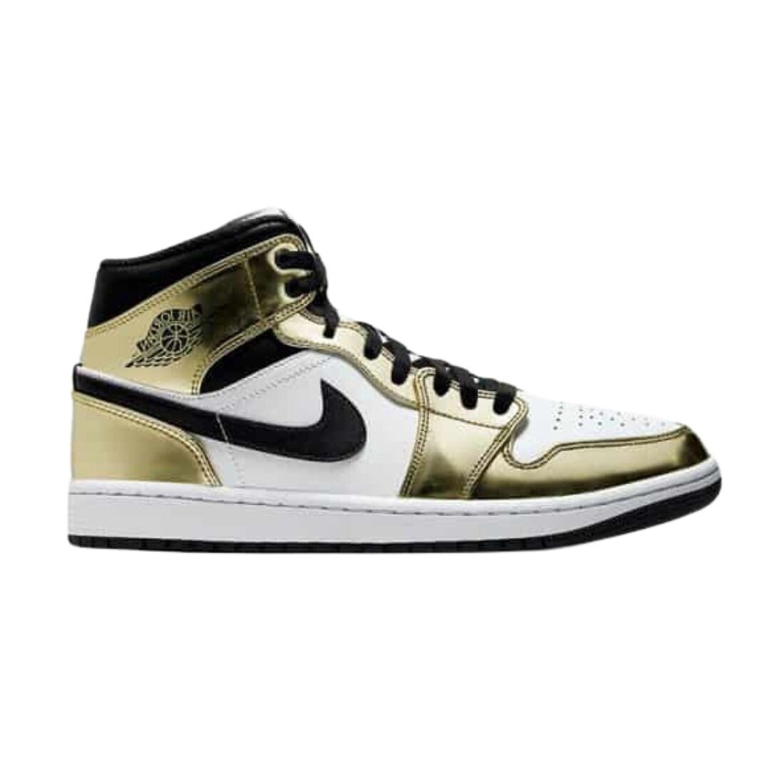 Jordan 1 Mid Metallic Gold Black White