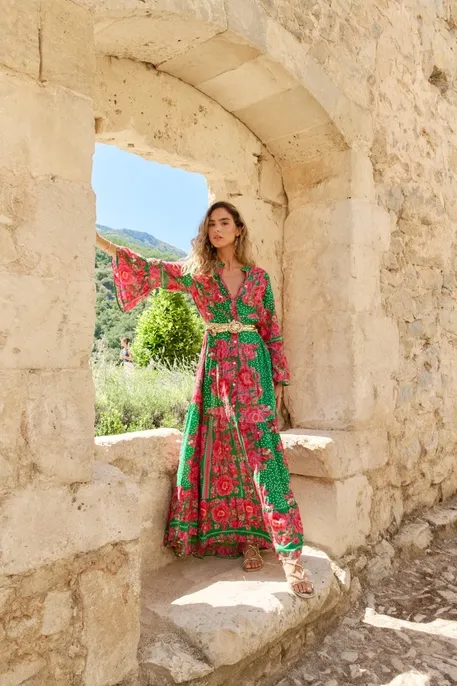 Hawai-Groene Jurk met Mouwen