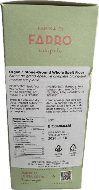 Molino Bongermino - Whole Grain Spelt Flour 500g