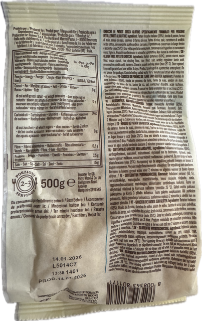 Rummo Brand - Potato Gnocchi - Gluten Free