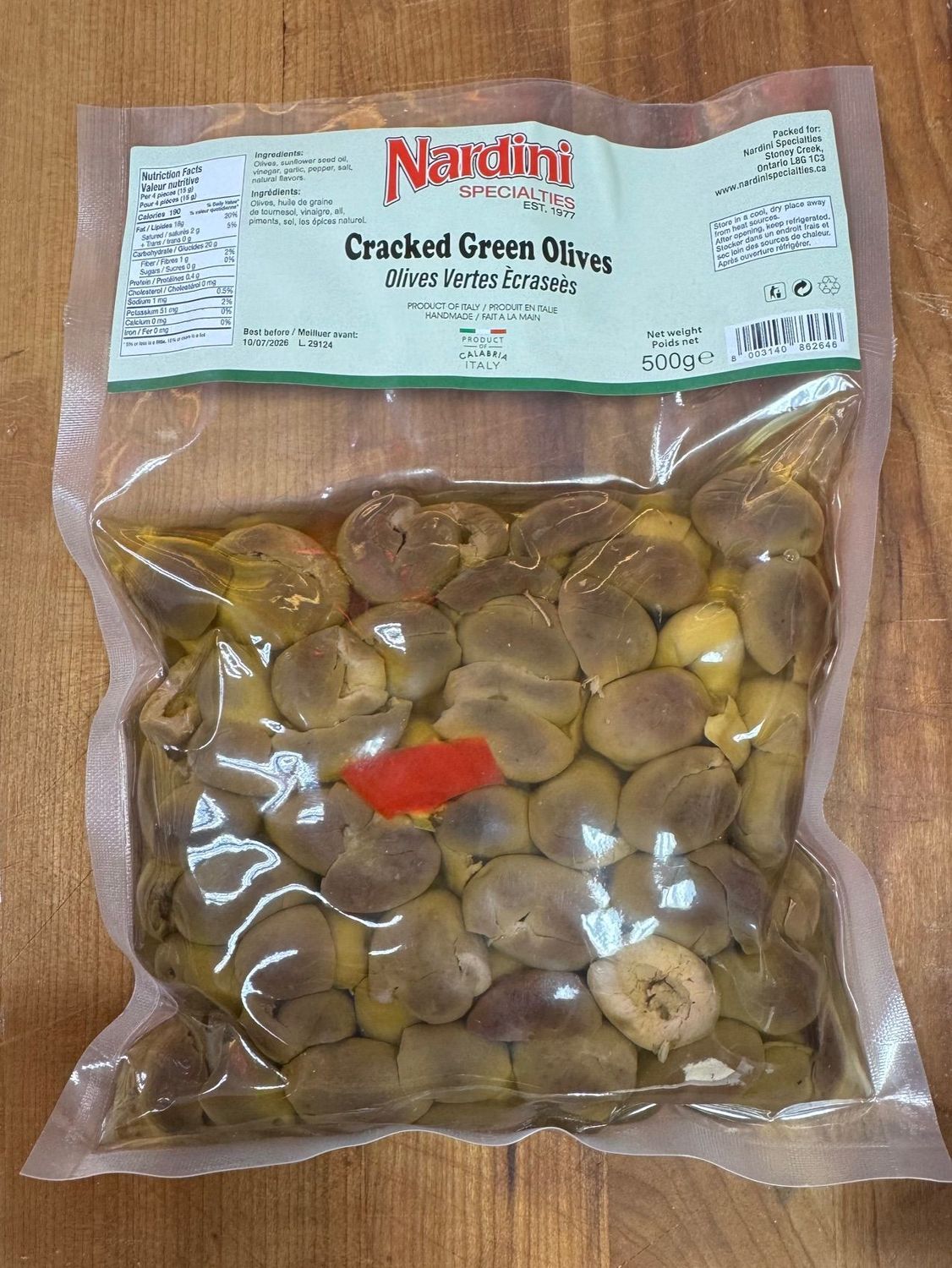 Olives - Nardini Private Label - Calabrese Cracked Green Olive - No Pit