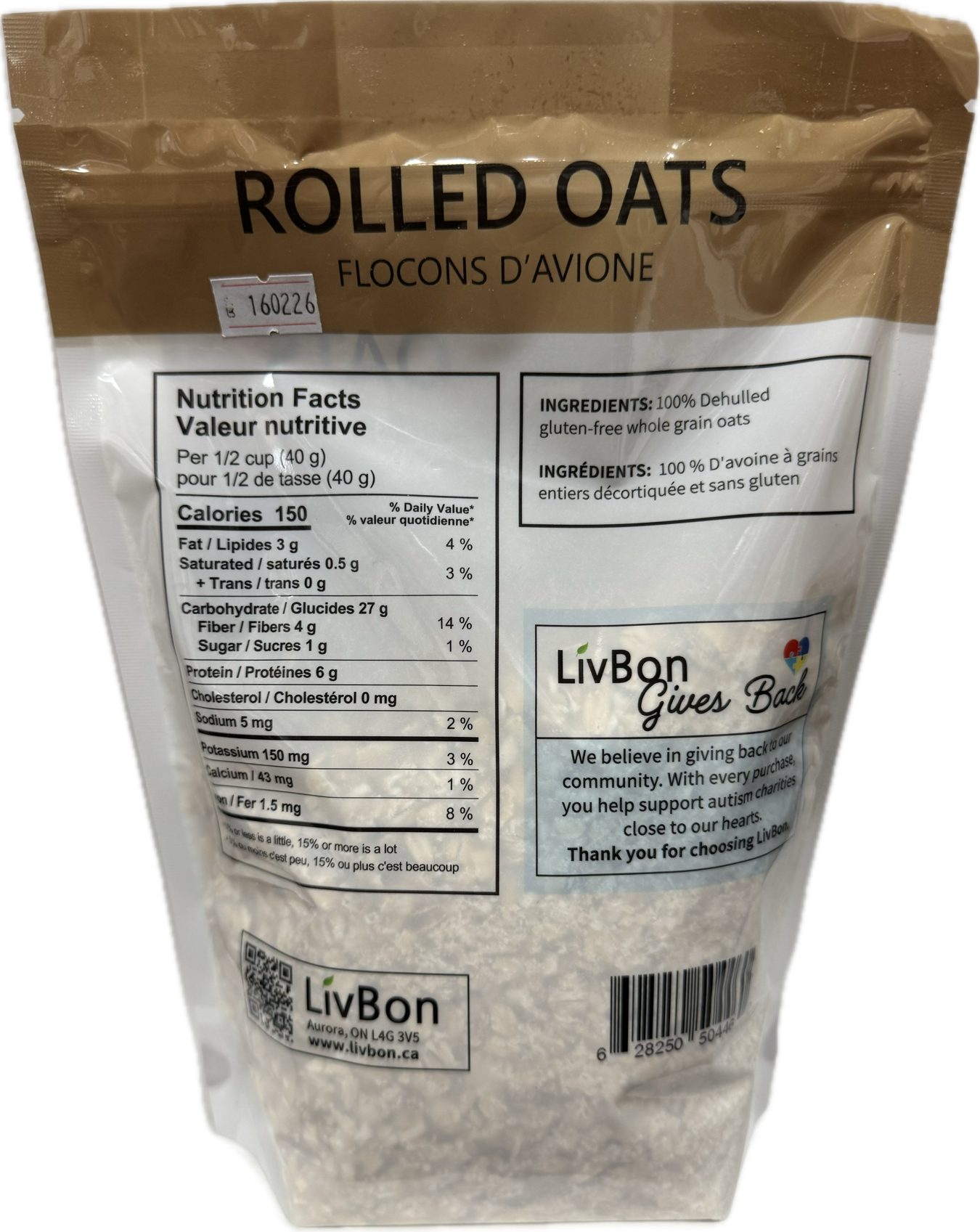 LivBon Rolled Oats - Gluten Free - 500g