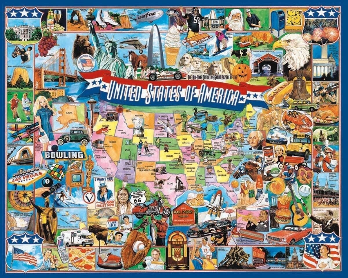Puzzle: United States of America - (1000 Piece Jigsaw) - White Mountain Puzzles