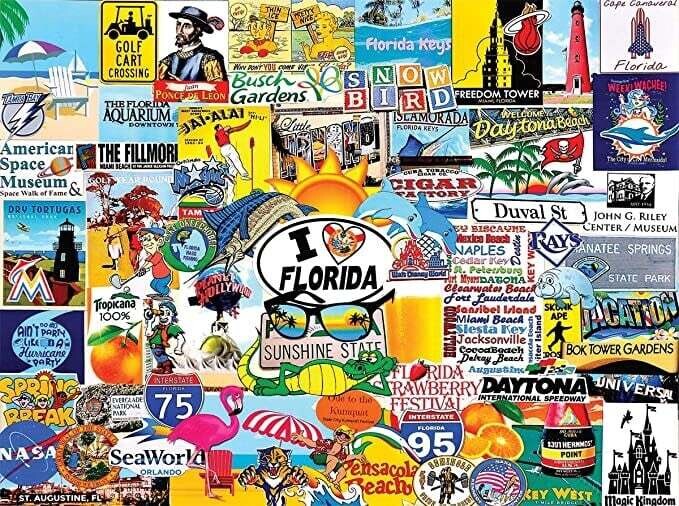Puzzle: I Love Florida - (1000 Piece Jigsaw) - White Mountain Puzzles