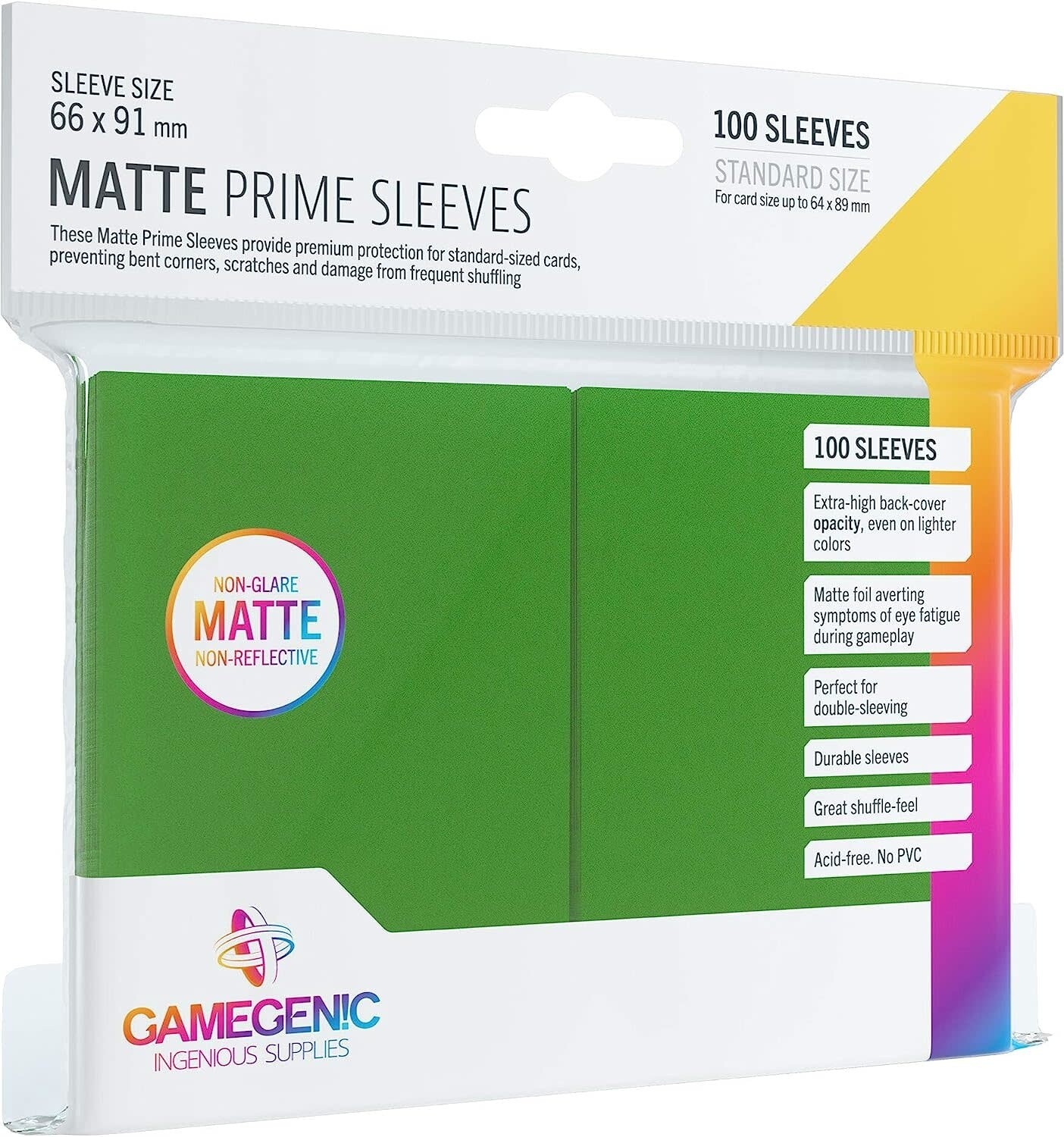 Gamegenic -  Matte Prime Sleeves - Matte Green (100)