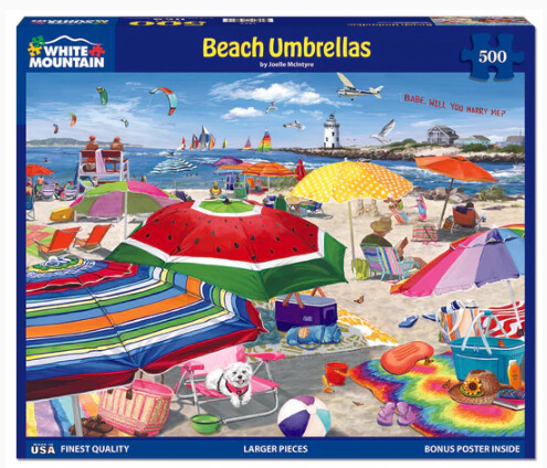 Puzzle: Beach Umbrellas - (500 Piece Jigsaw) - White Mountain Puzzles