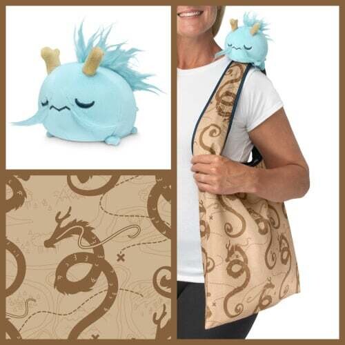Tee Turtle: Tote Bags - Fantasy Dragon (Blue Dragon /Brown Map Bag)