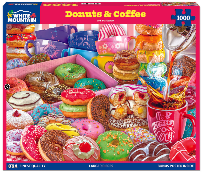 White Mountain Puzzles: Donuts &amp; Coffee (1000 Piece Jigsaw)