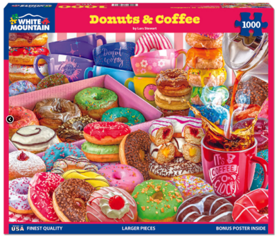White Mountain Puzzles: Donuts &amp; Coffee (1000 Piece Jigsaw)