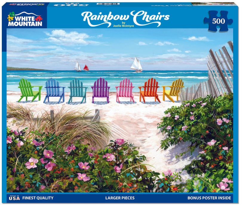 White Mountain Puzzles: Rainbow Chairs (500 Piece Jigsaw)