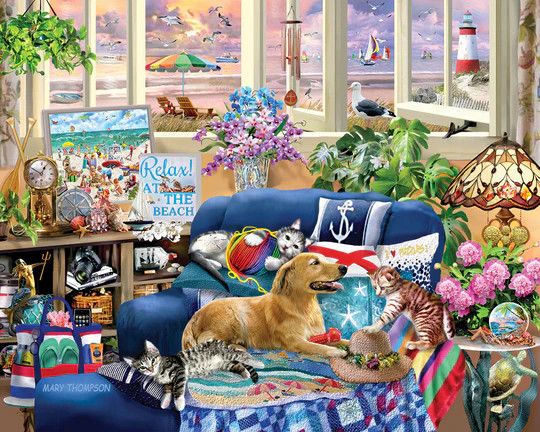 White Mountain Puzzles: Beach Retreat - Seek &amp; Find (1000 Piece Jigsaw)