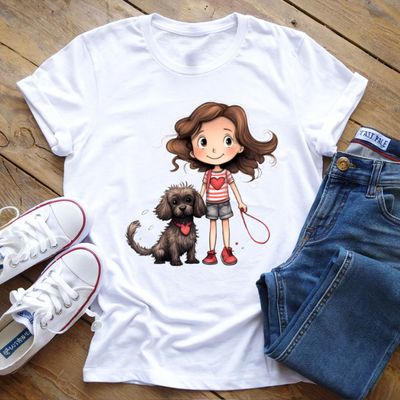 T-Shirt Bimba e Cagnolino T-Shirt Bimba e Cagnolino