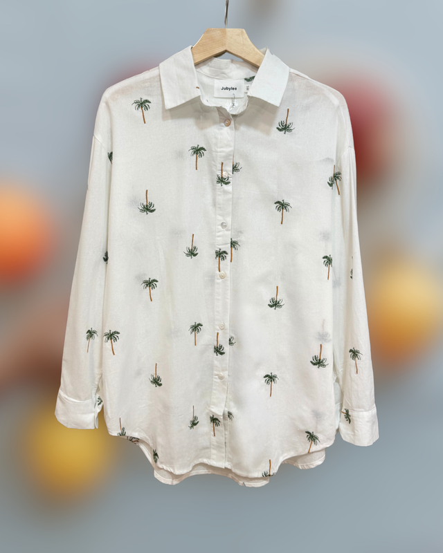 CAMISA CON BORDADO PALMERAS