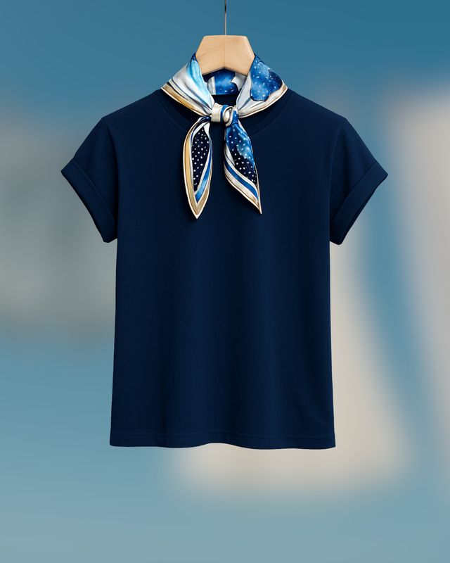 CAMISETA BÁSICA CON PAÑUELO AZUL
