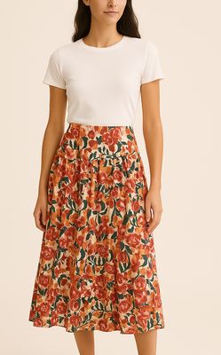 FALDA MIDI FLORAL