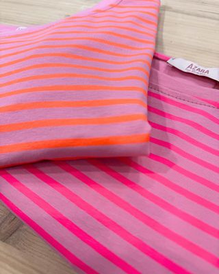 CAMISETA RAYAS FLÚOR PINK