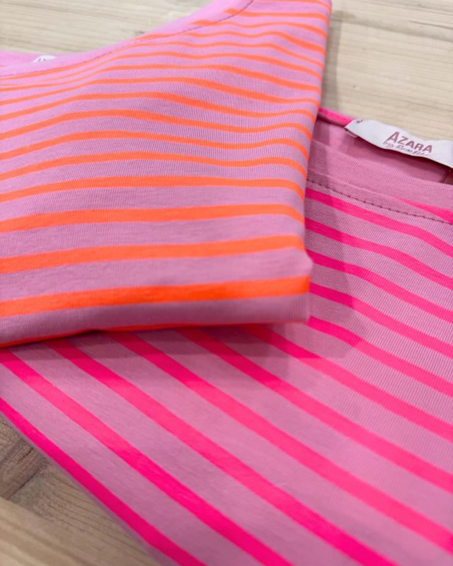 CAMISETA RAYAS FLÚOR PINK