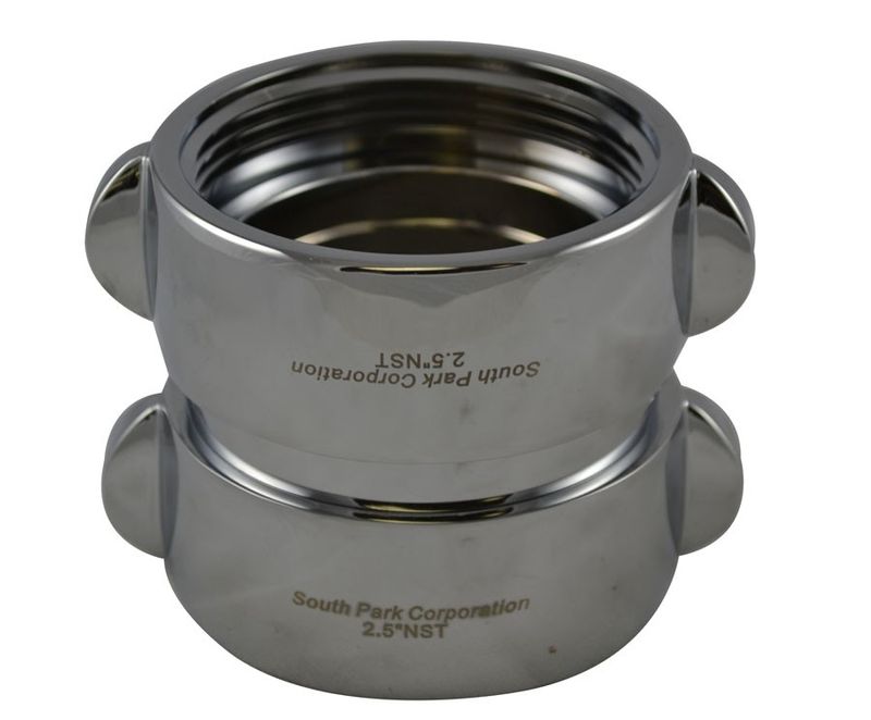 DF44 South Park National Standard Thread (NST) X  National Standard Thread (NST) Double Female Adapter Brass Chrome Plated