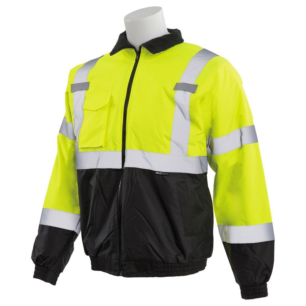 W105 ERB Safety Bomber Jacket, Color: Lime / Black