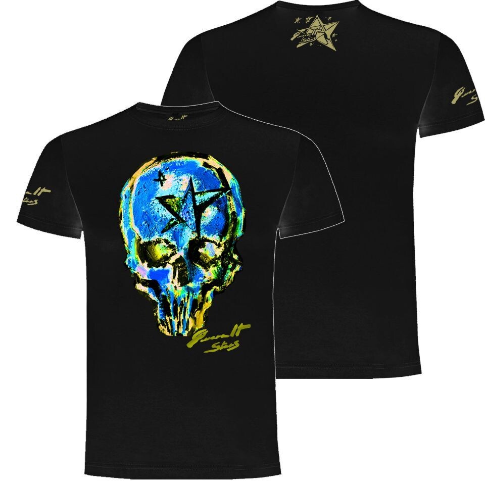 CAMISETA CALAVERA AZUL DELANTE