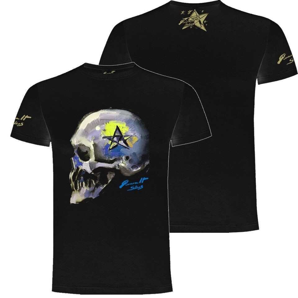 CAMISETA CALAVERA AZUL PERFIL DELANTE