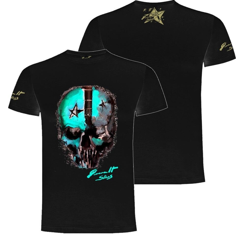 CAMISETA CALAVERA TURQUESA DELANTE