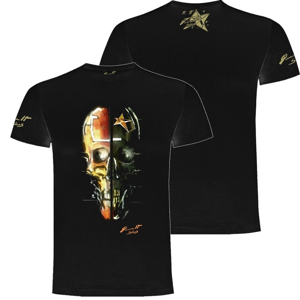 CAMISETA CALAVERA ALARGADA NARANJA DELANTE