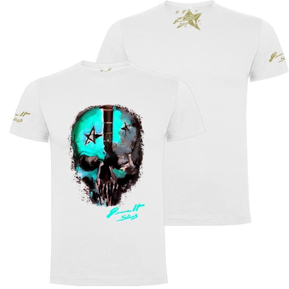 CAMISETA CALAVERA TURQUESA DELANTE