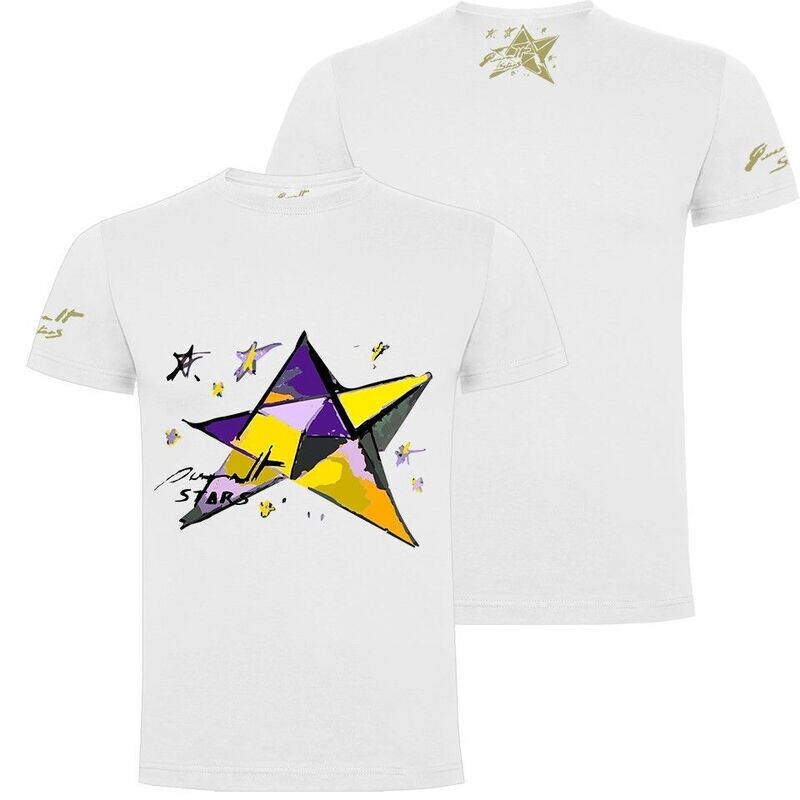 CAMISETA ESTRELLA AMARILLA Y LILA  DELANTE