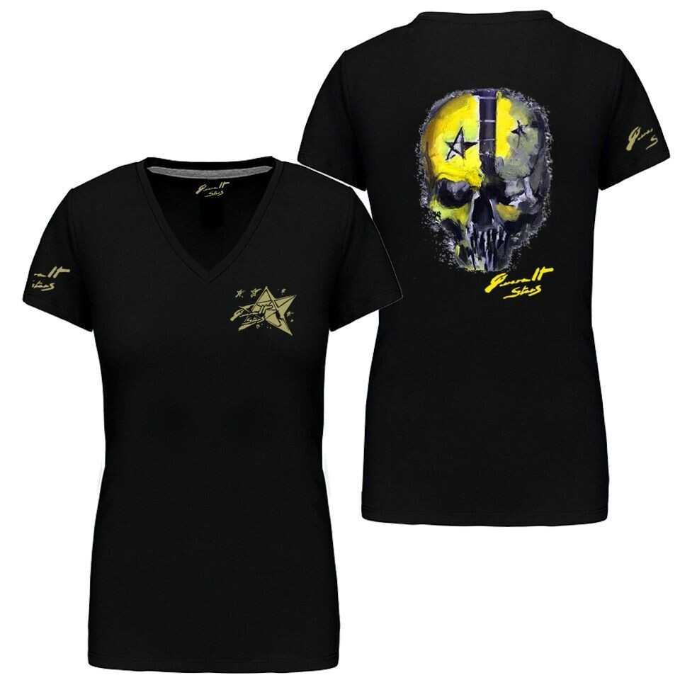 CAMISETA CALAVERA AMARILLA DETRÁS