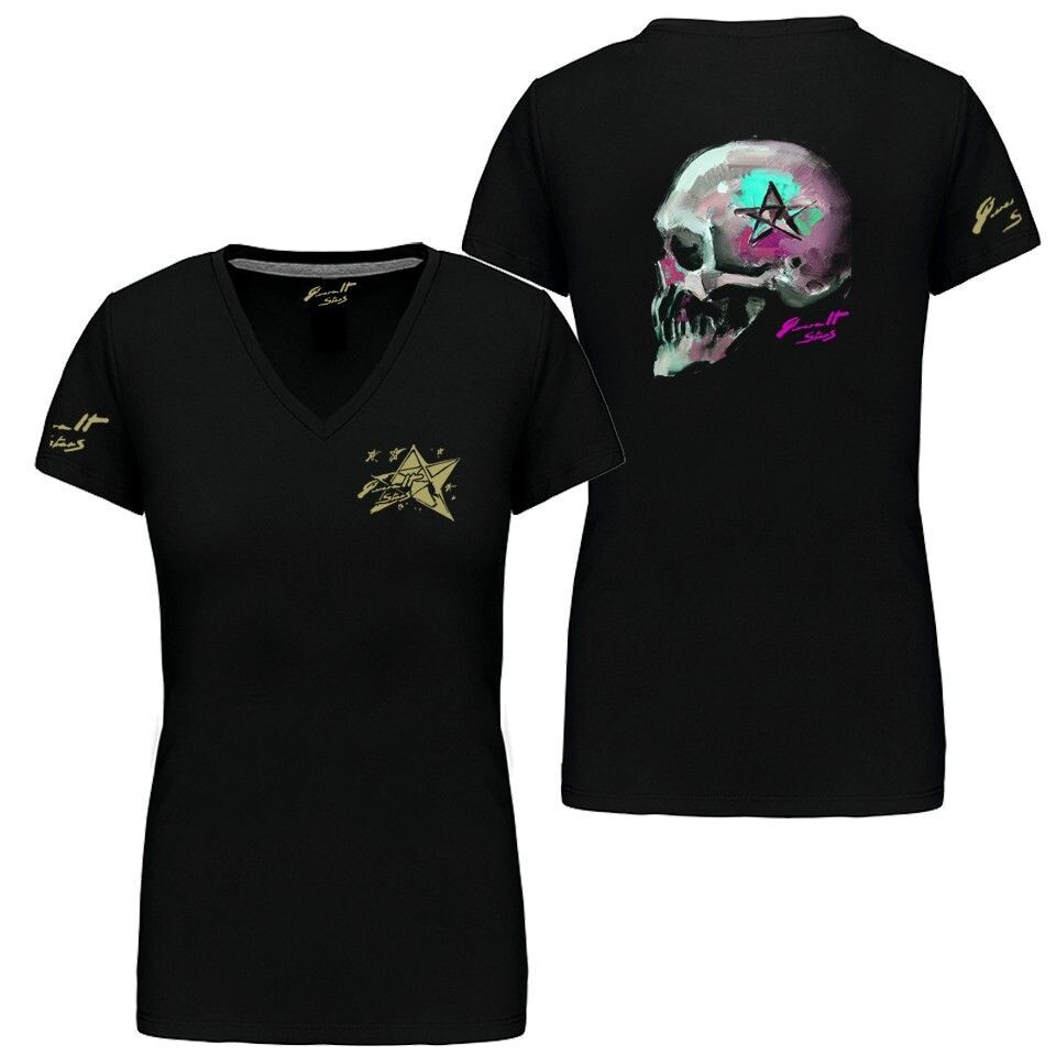 CAMISETA CALAVERA TURQUESA PERFIL DETRÁS