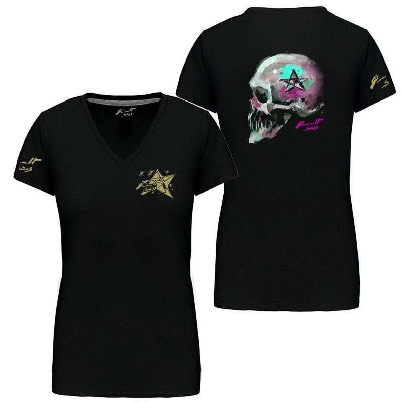 CAMISETA CALAVERA TURQUESA PERFIL DETRÁS
