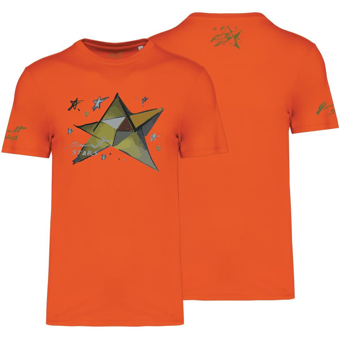 Camiseta terracota hombre estrella dorada