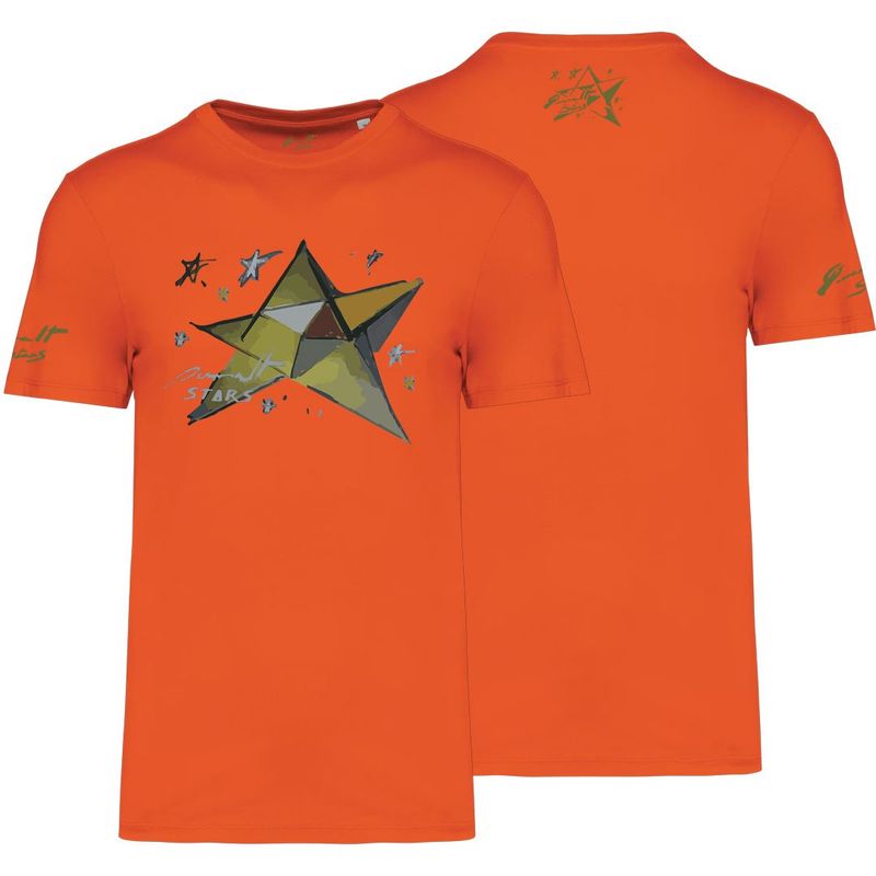 Camiseta terracota hombre estrella dorada