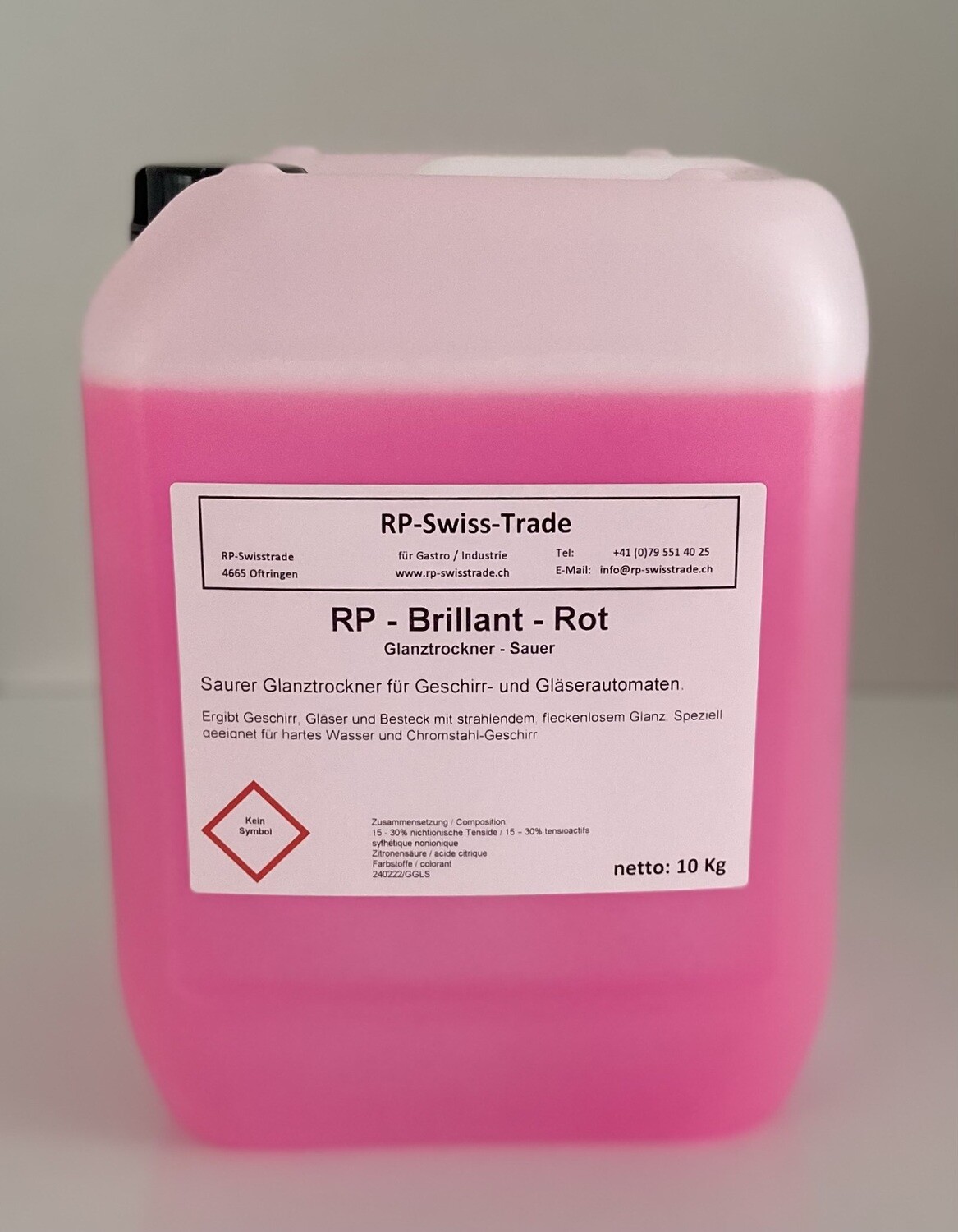 RP-Brillant-Rot Glanztrockner, sauer Kanister 10 L Preis / L CHF 5.40