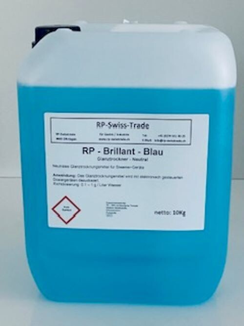RP-Brillant-Blau  Glanztrockner, neutral Kanister 10 L  Preis / L CHF 5.40