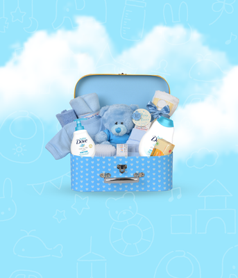 Luxe Box Baby Keepsafe Box Gift Set - Blue Hamper Box with Newborn Essentials Keepsake Suitcase