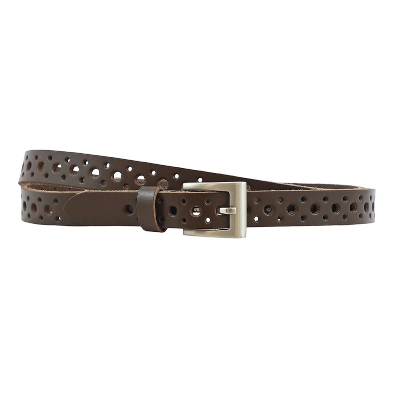 Narrow Women's Belt with Pattern - Brown