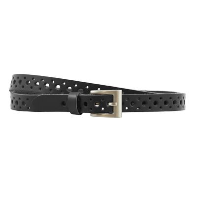Narrow Women's Belt with Pattern - Black