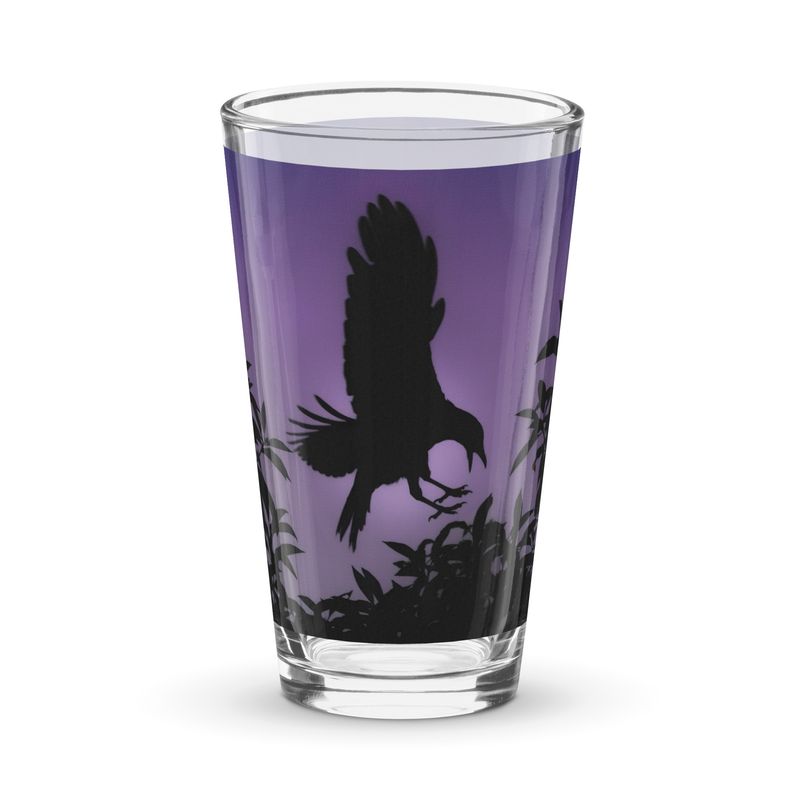 Lucid Times American Crow Silhouette Shaker Pint Glass 16oz