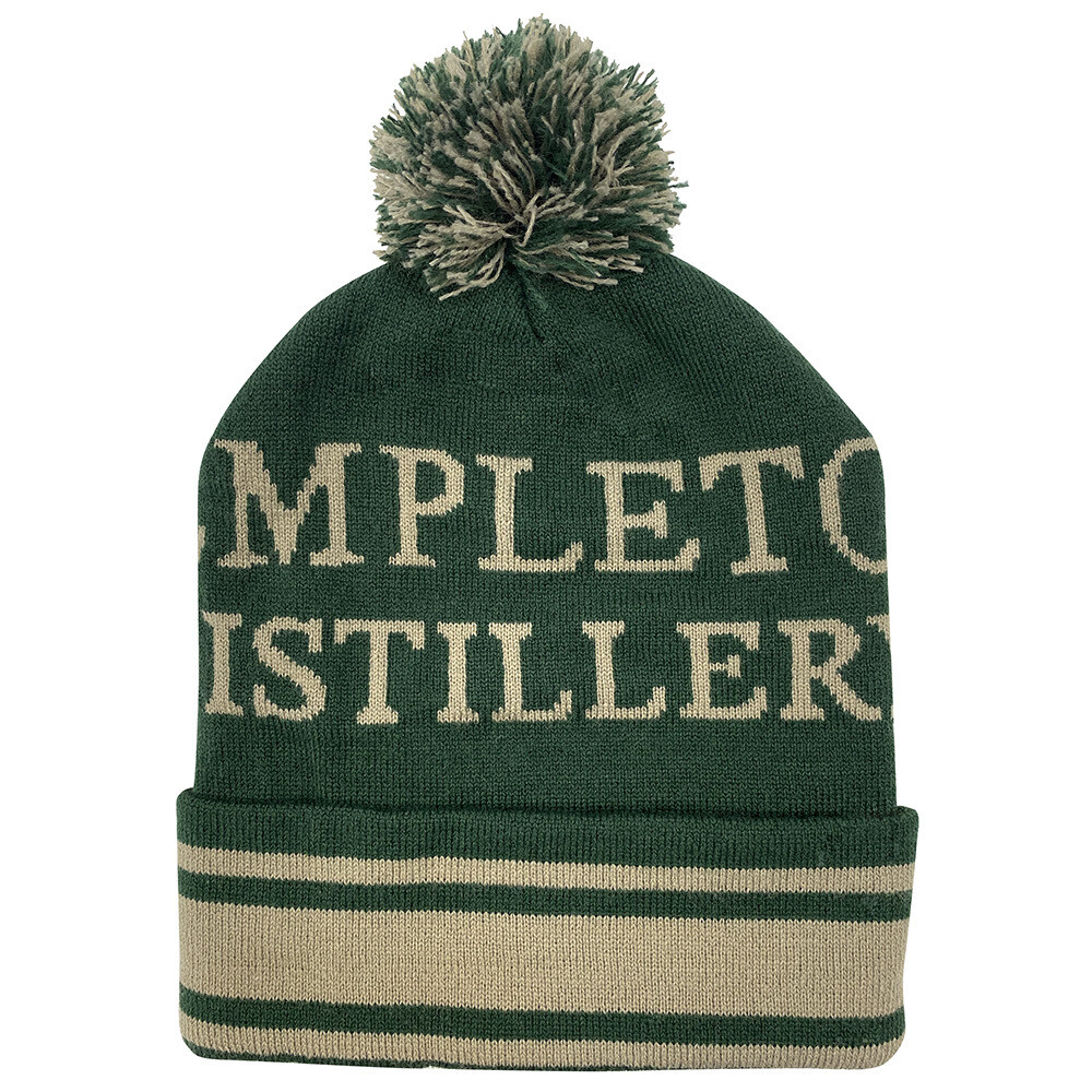 Hat - Green/Tan Knit Hat w/Pom