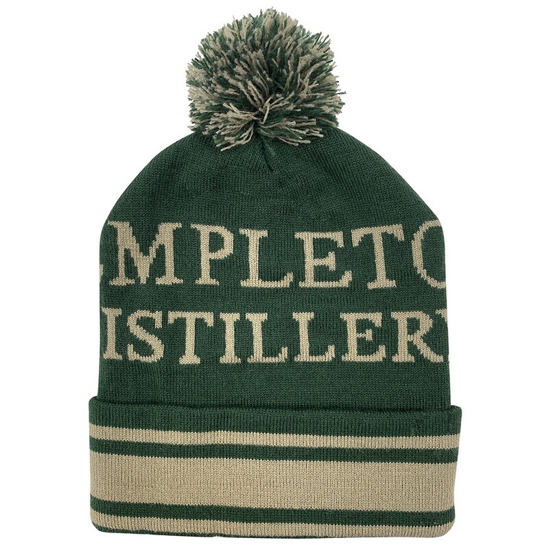 Hat - Green/Tan Knit Hat w/Pom