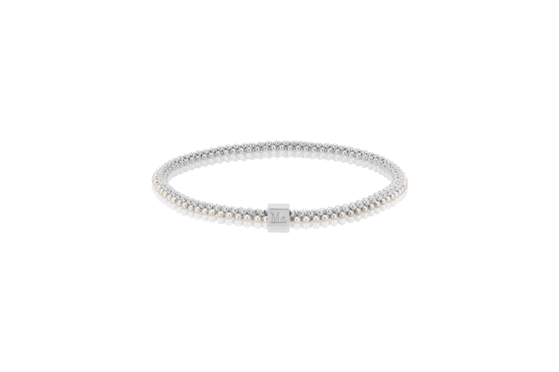 Halo Sterling Pearl Bangle