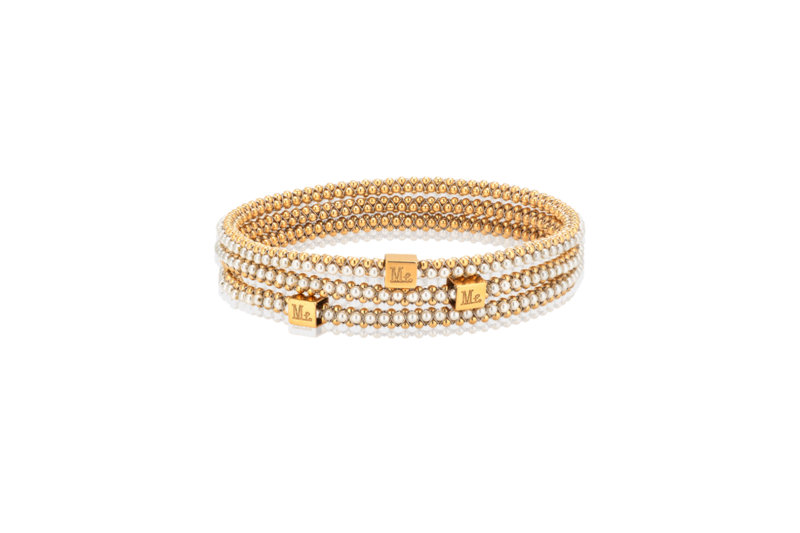 Halo Bangle Pearl Gold Plate