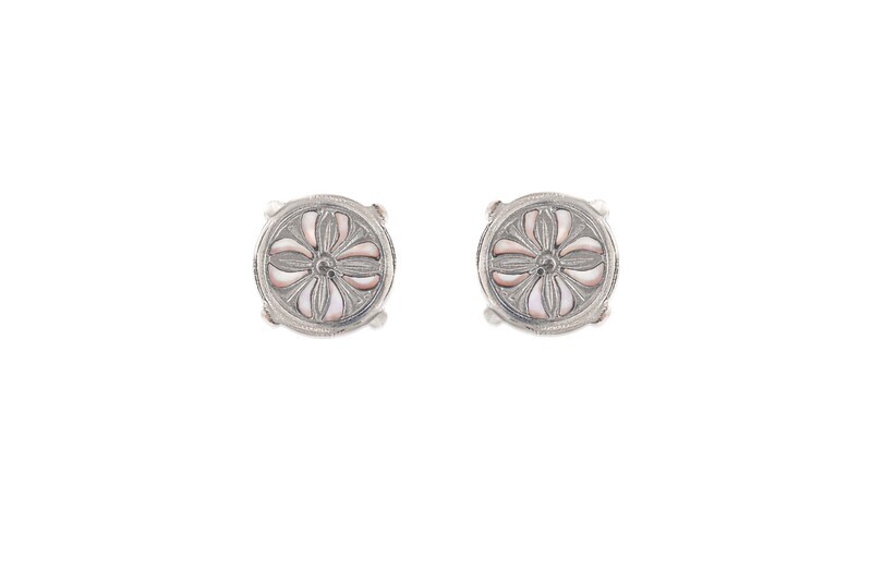 Rosette Doublet Pink MOP Studs