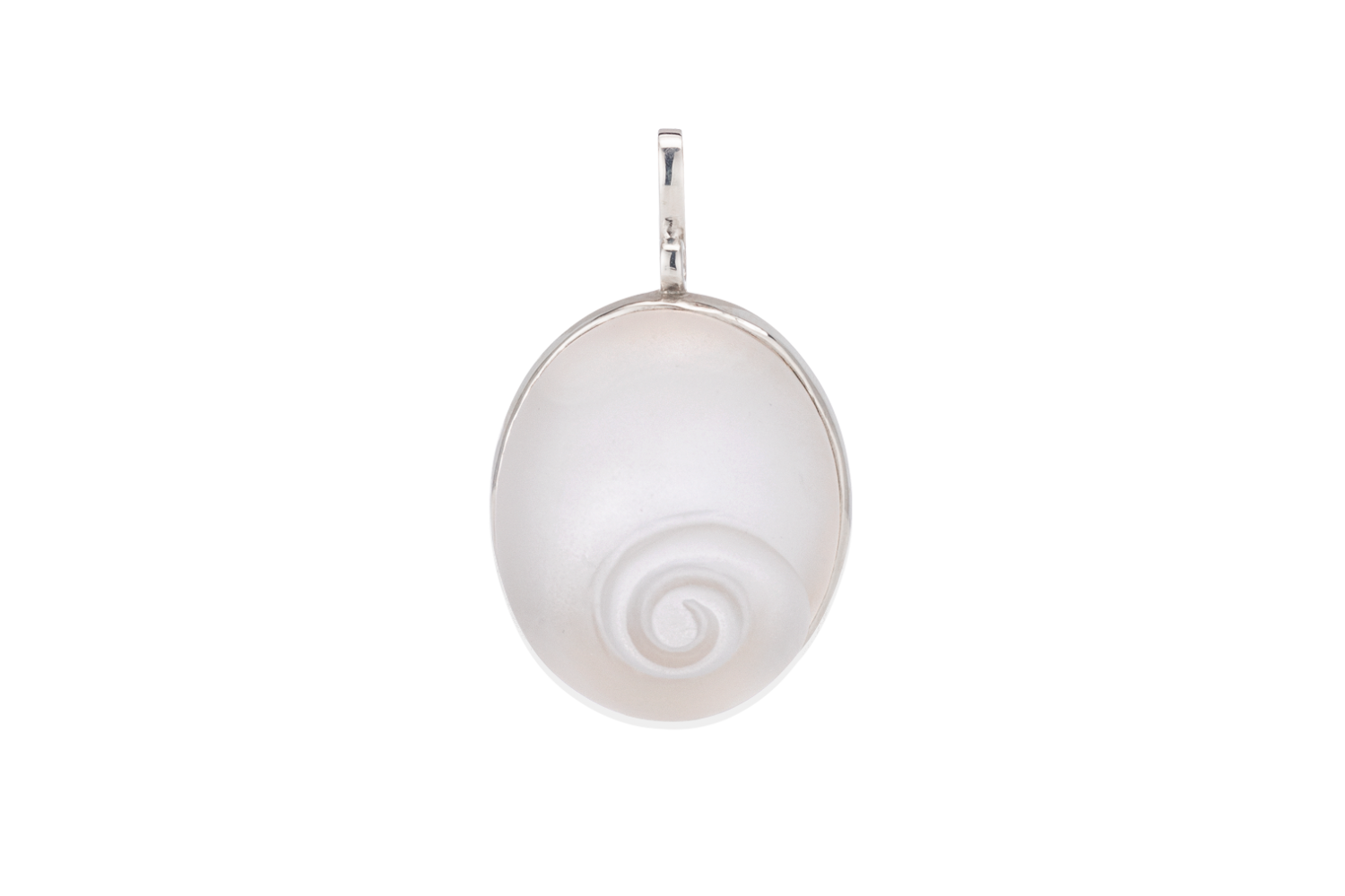 Frosted Quartz Crystal Moonsnail Pendant