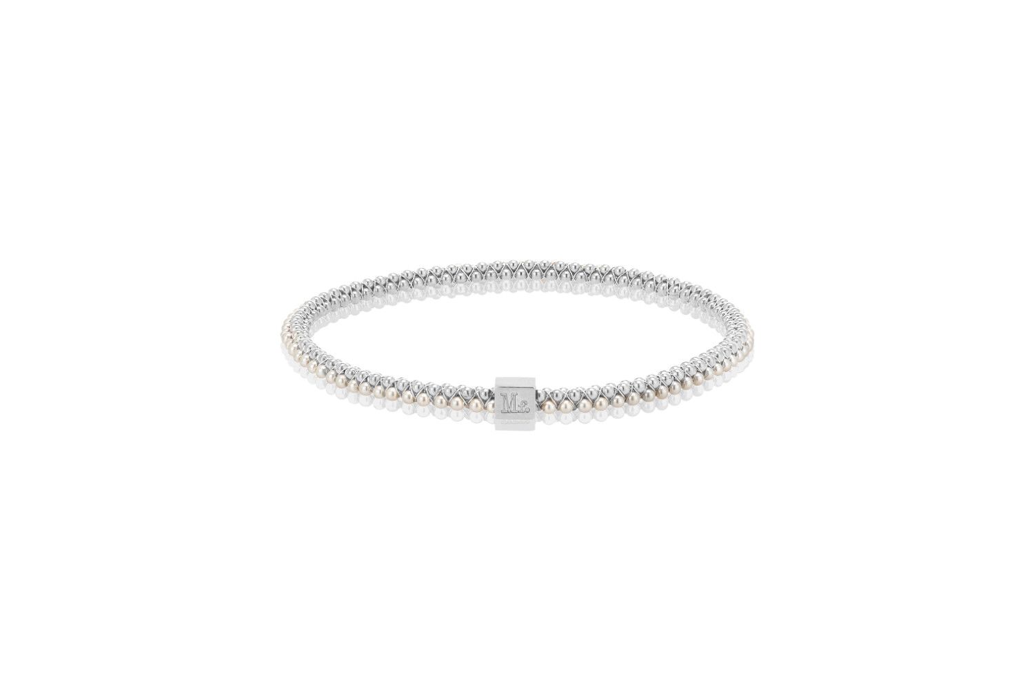 Halo Sterling Pearl Bangle, Size: S